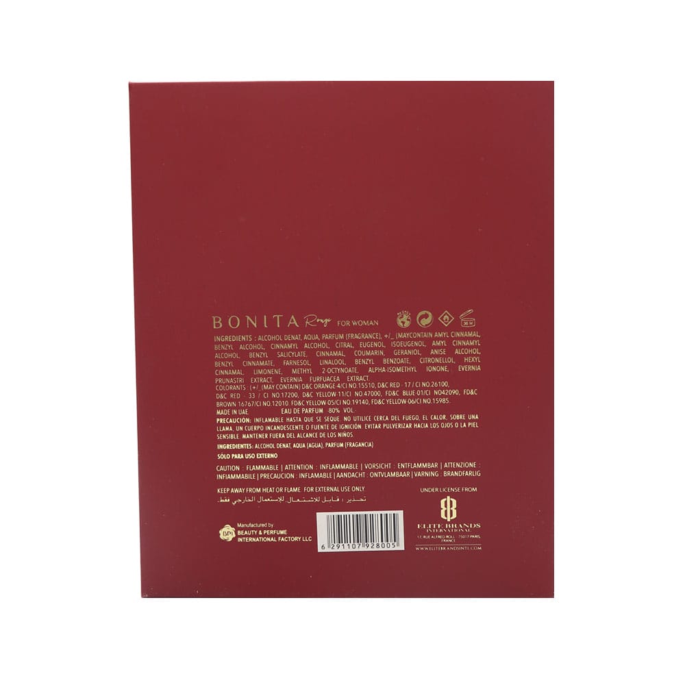 Bonita Rouge Eau de Parfum for Women by Le Falcone – 100 ml / 3.4 fl oz (Ref. 28005)